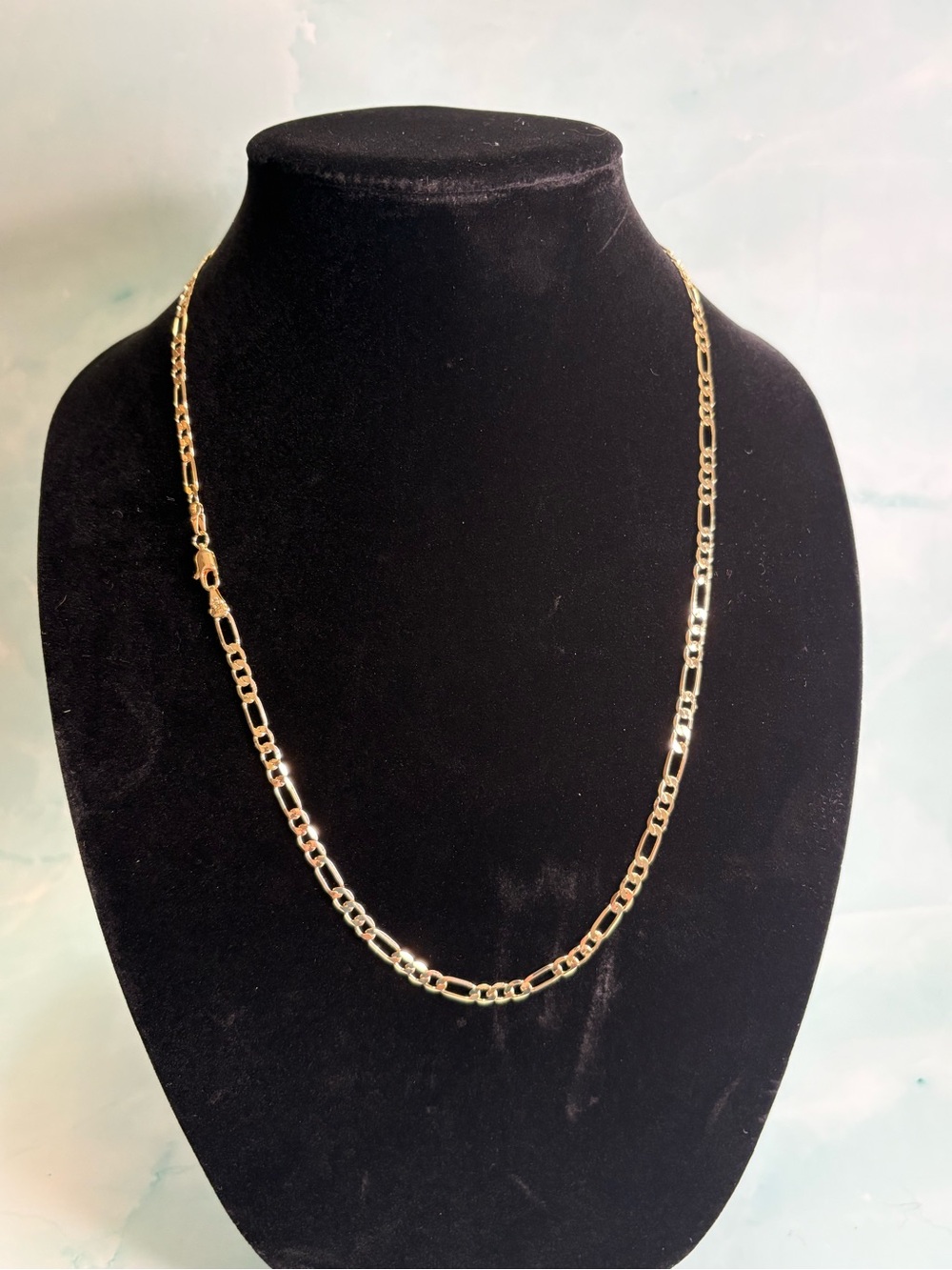 Classic Gold Filled Figaro Chain Necklace - Women Jewelry, Italy 750 Stamped